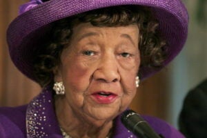 Dorothy Height at the Farrakhan Discusses 10th Anniversary Of The Million Man March