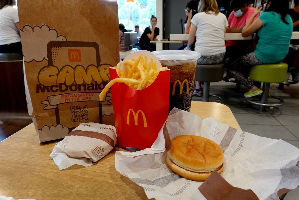 McDonald's food sits on a table